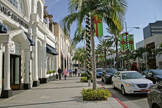 Rua Rodeo Drive em Los Angeles na Califórnia