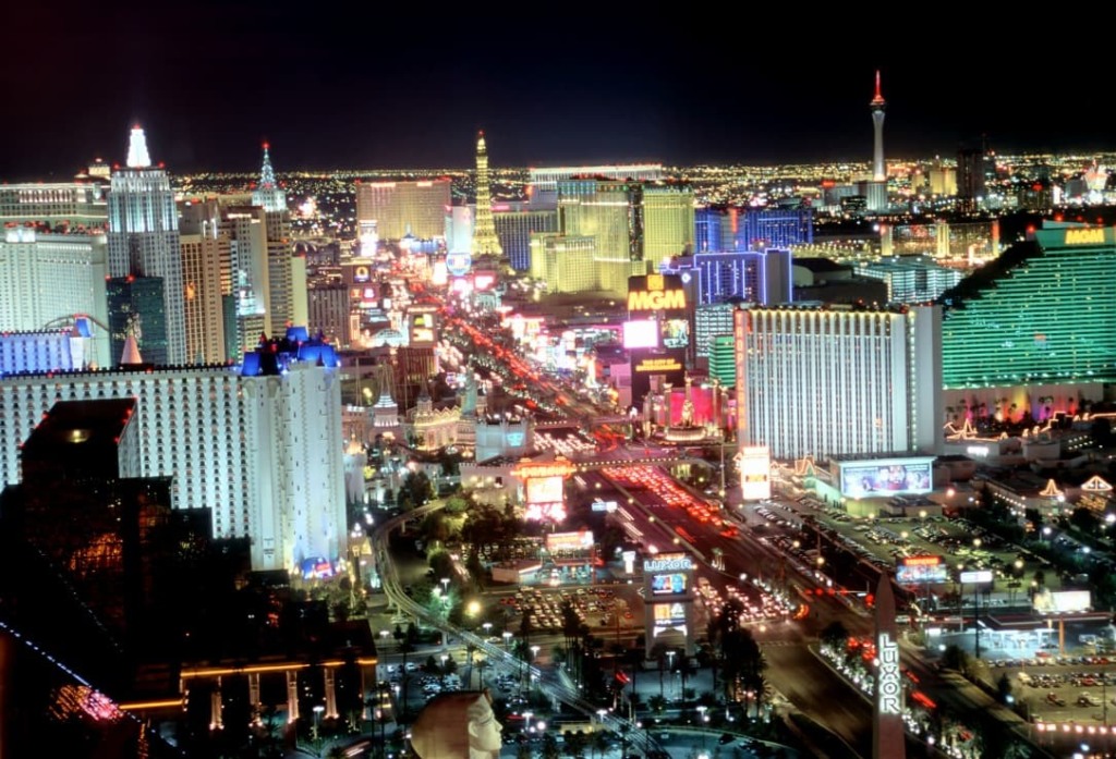 Vista dos hotéis na Avenida Las Vegas Strip