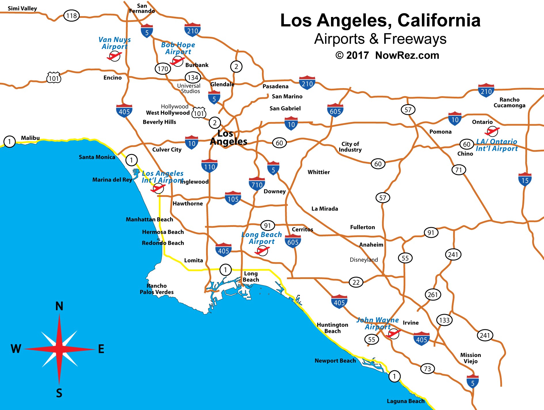 Onde ficar em Los Angeles: mapa