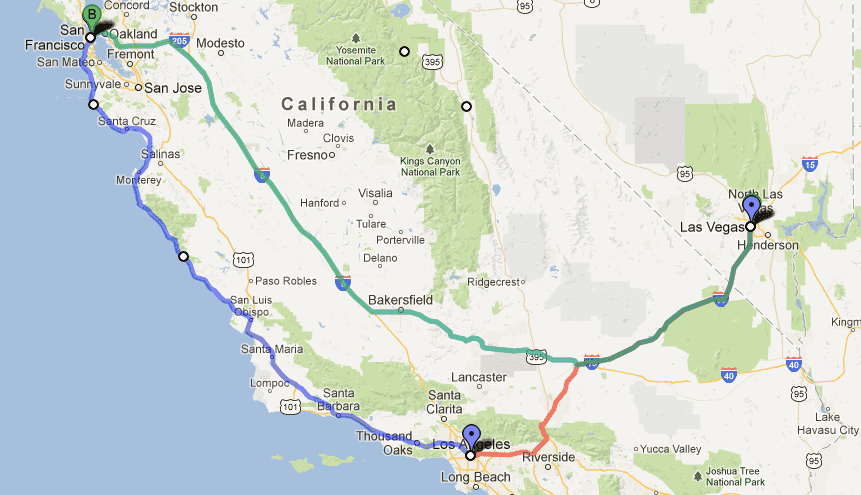 Viagem de carro pela Califórnia