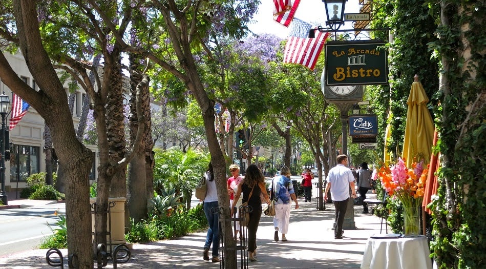 Ruas famosas em Santa Bárbara na Califórnia